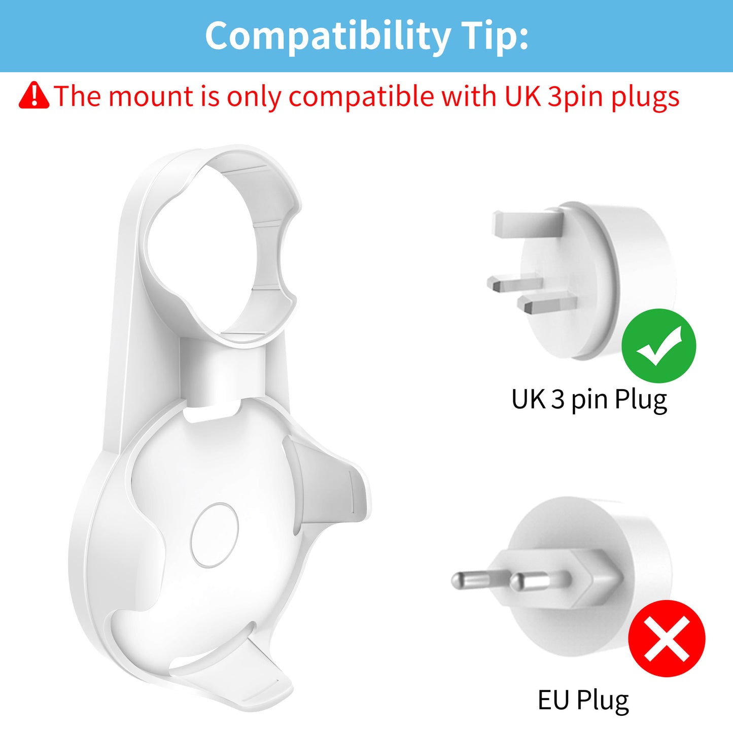 Outlet Wall Mount for Google Home Mini / Nest Mini (For UK Plug)